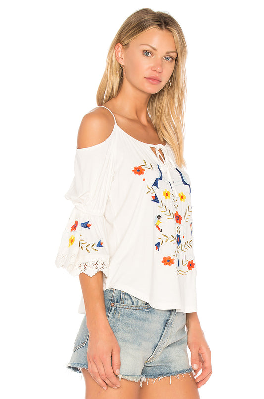 FABIOLA OPEN SHOULDER TOP (White)-CVT1704