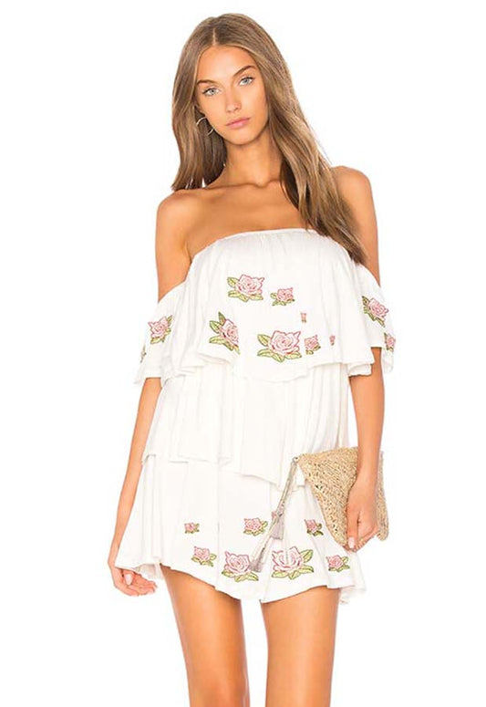 ROESIA OFF SHOULDER DRESS (Off White)-CVD1689