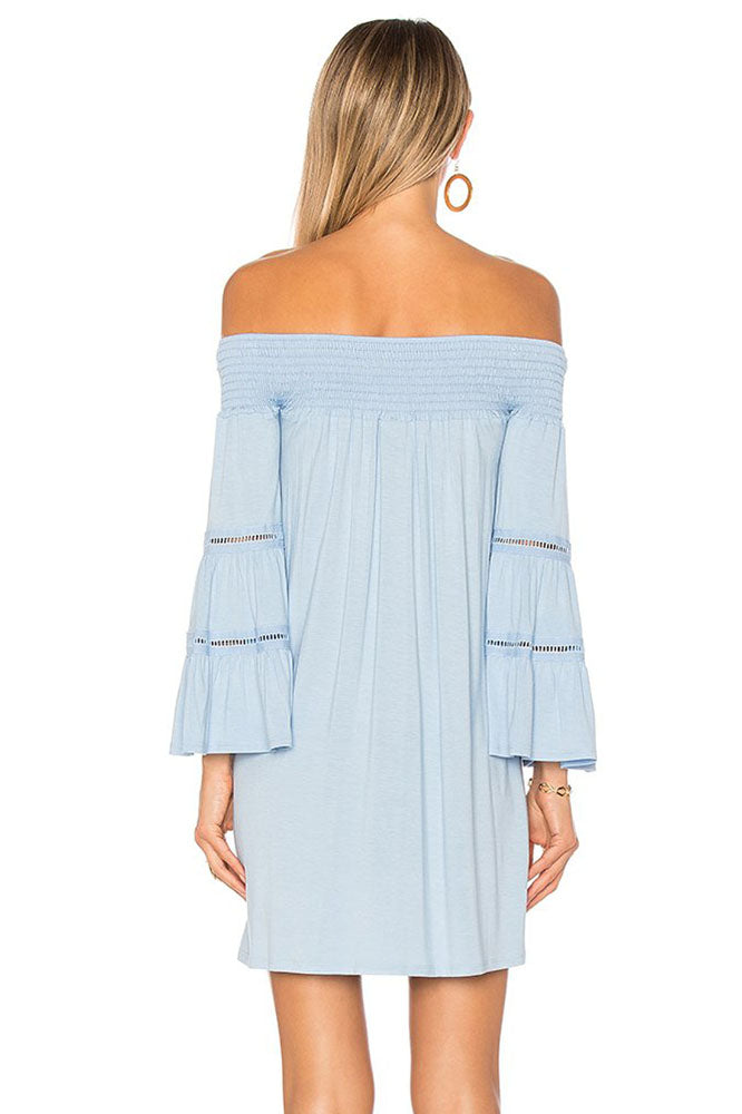 LUANA OFF THE SHOULDER DRESS (BLUE)- VD1766