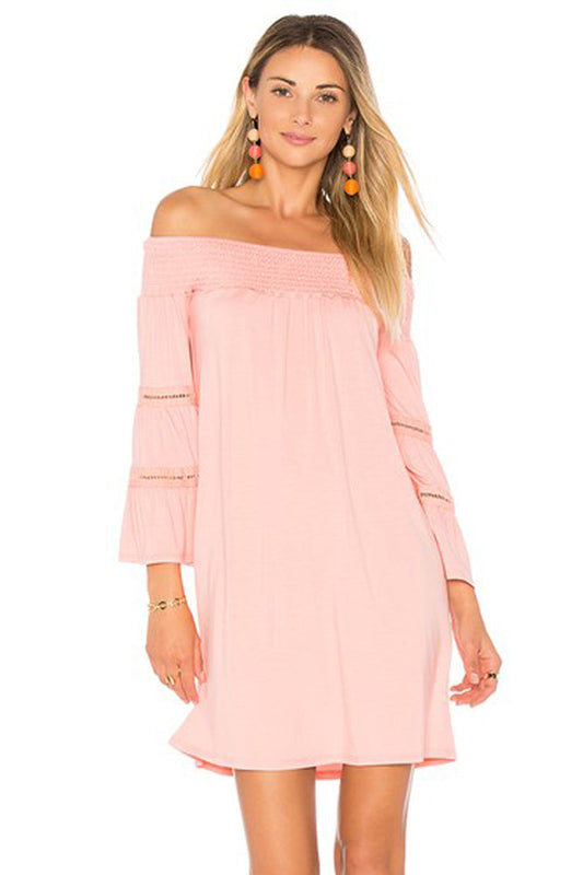 LUANA OFF THE SHOULDER DRESS (CORAL)- VD1766