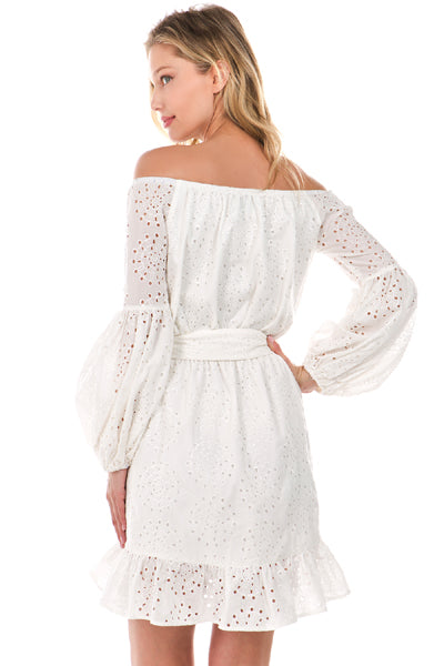 ALANA OFF SHOULDER DRESS (White)- VD2080