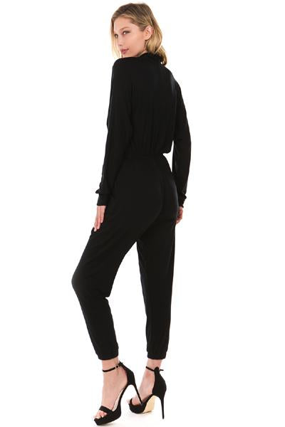 BROOKLYN LONG SLEEVE JUMPSUIT (BLACK)- VD2202