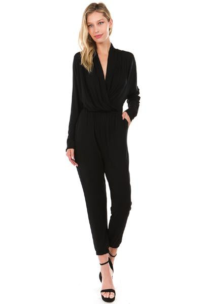 BROOKLYN LONG SLEEVE JUMPSUIT (BLACK)- VD2202