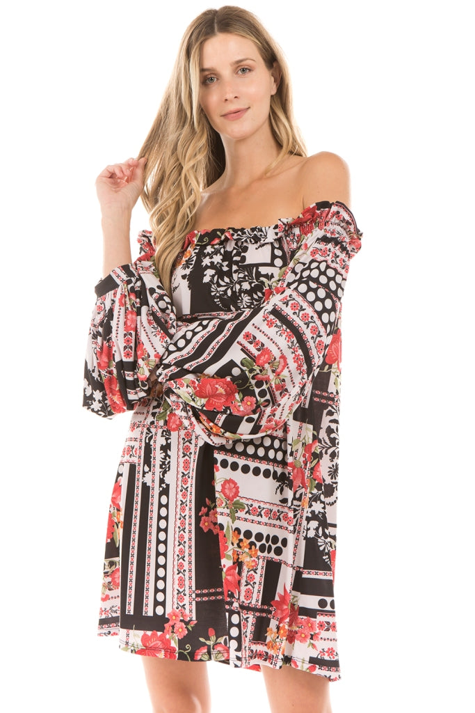 PIPPA OFF SHOULDER DRESS(MULTI)-VD2278