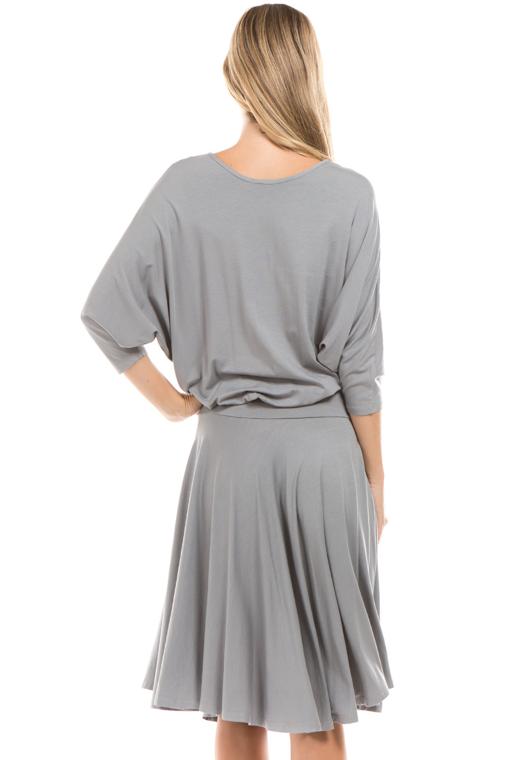 PHOEBE OPEN SHOULDER DRESS (GREY)-VD2344