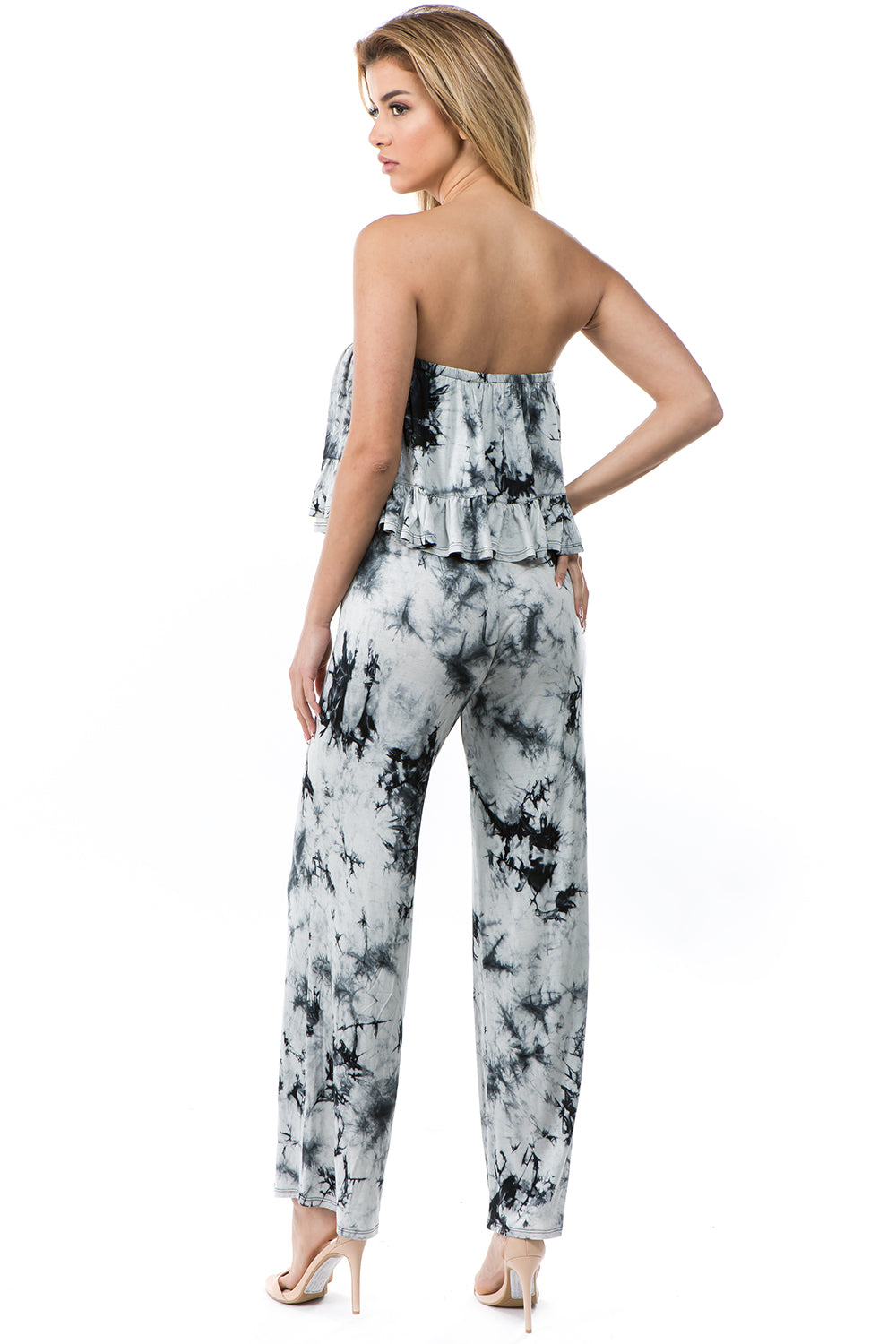 BRYNN JUMPSUITS (BLACK/WHITE TIE DYE)- VD2390T