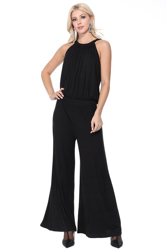 VERONICA HALTER JUMPSUIT (Black) - VD2605