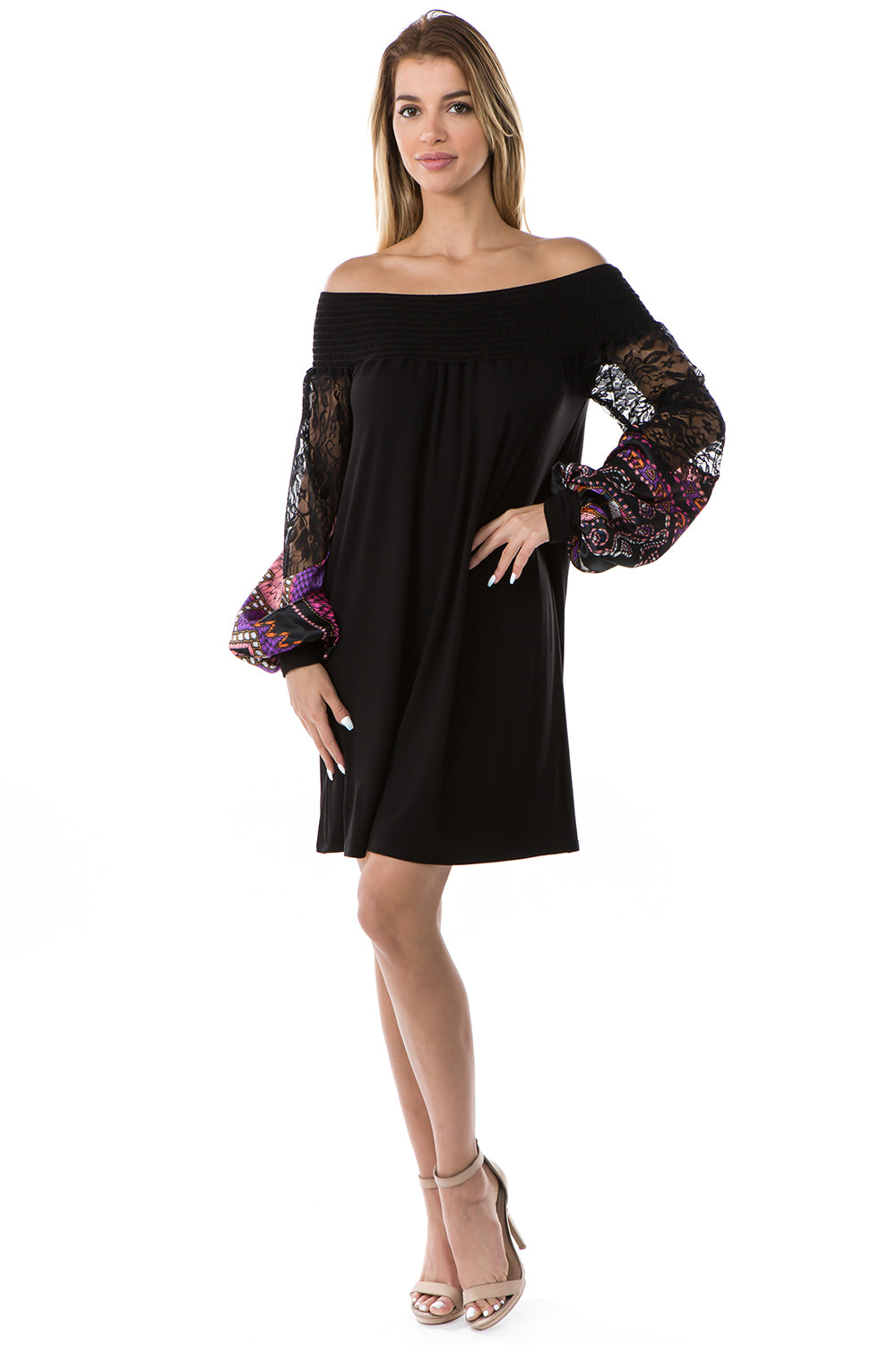 AVELINE OFF SHOULDER DRESS (BLACK)- VD2657-PURPLE