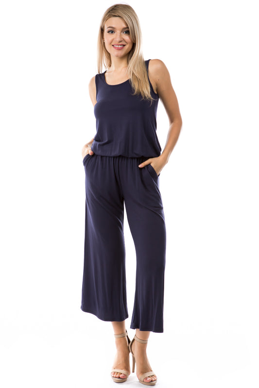 AGNES CAPRI JUMPSUITS (NAVY)- VD2764