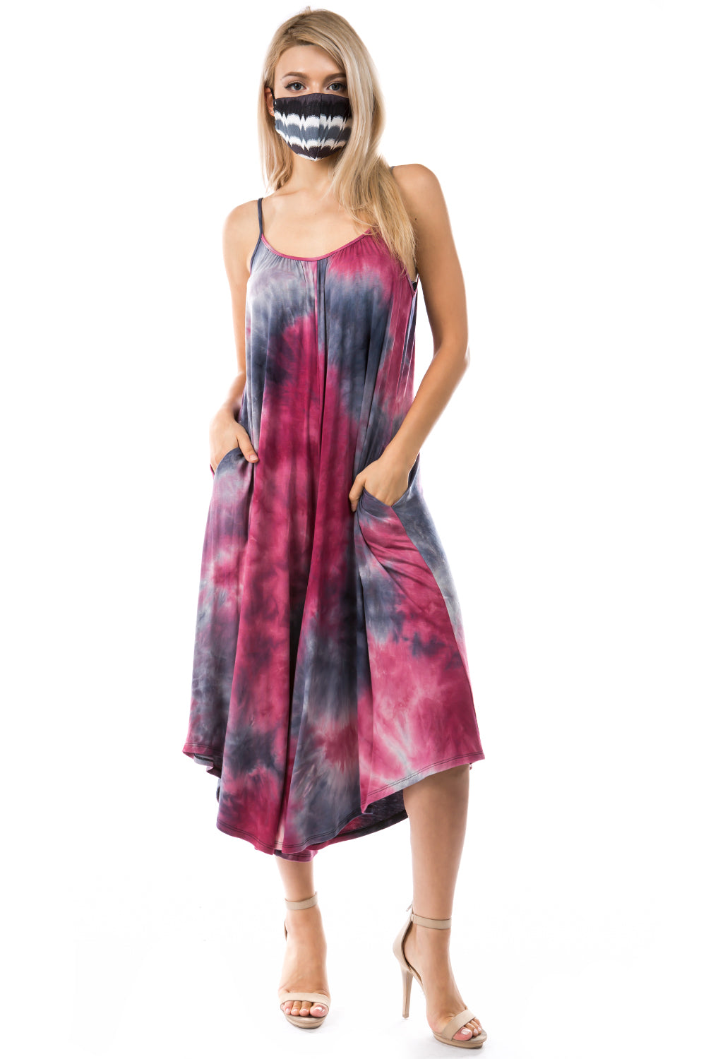 AGNES WIDE CAPRI JUMPSUITS (DARK MOON TIE DYE)- VD2765T