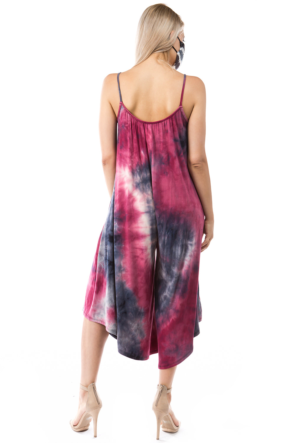 AGNES WIDE CAPRI JUMPSUITS (DARK MOON TIE DYE)- VD2765T