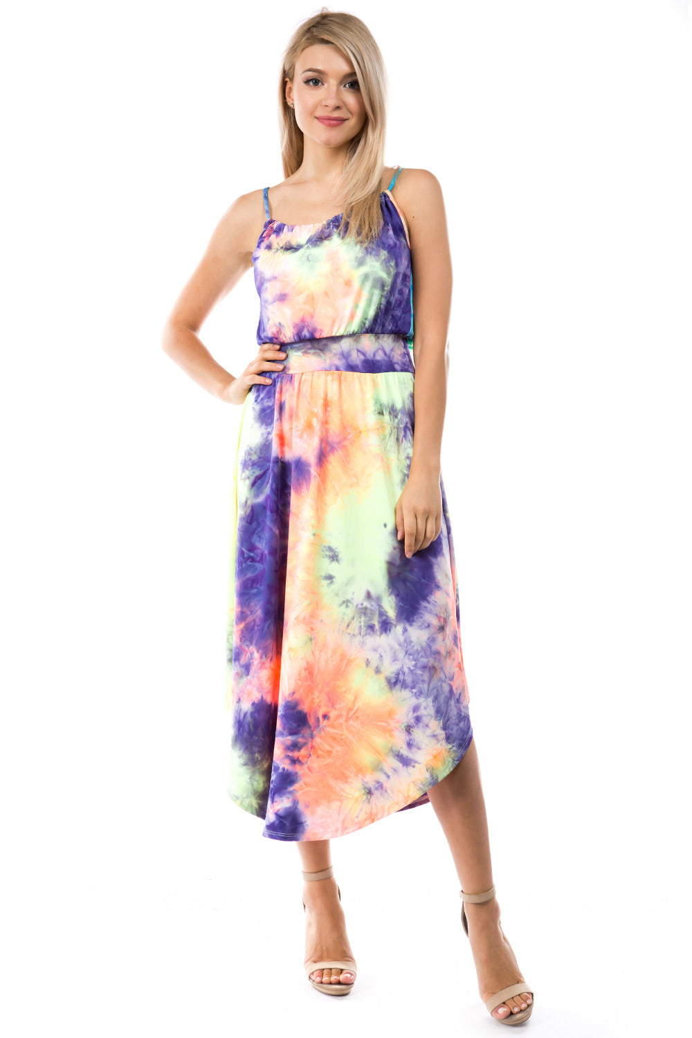 AGNES SLEEVELESS DRESS (NEON PURPLE TIE DYE)- VD2768T