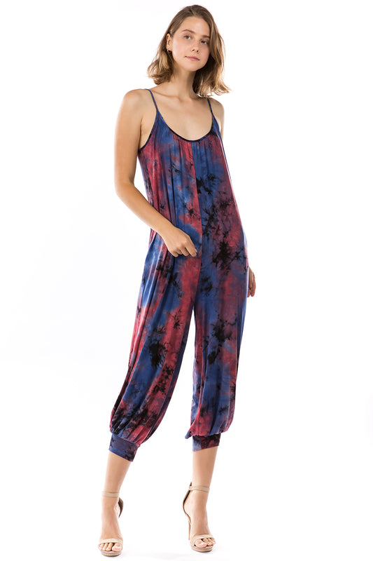 EMIME JUMPSUITS (NAVY TIE DYE)- VD2776T