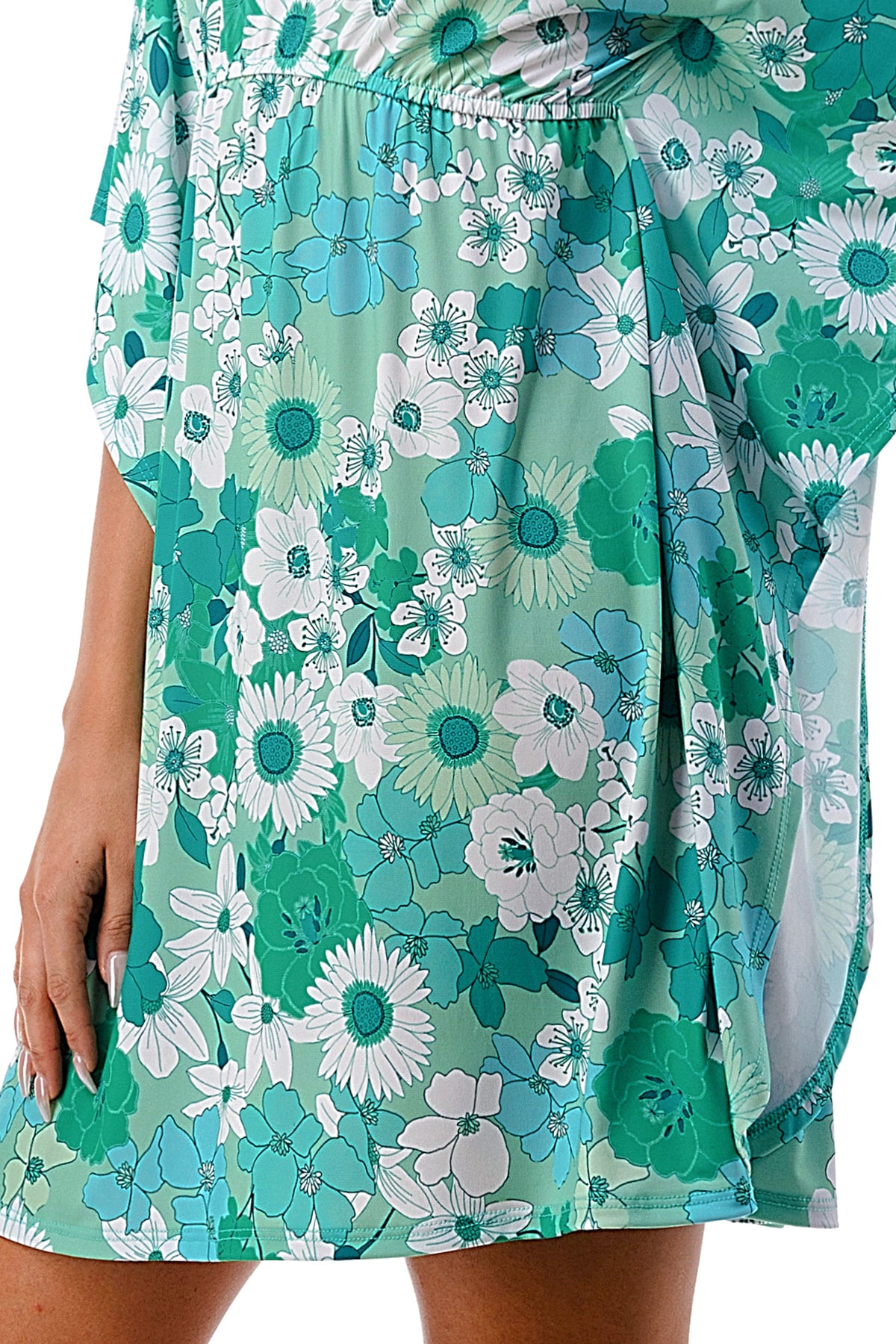 ANNA KIMONO DRESS (GREEN FLORAL)- VD3130