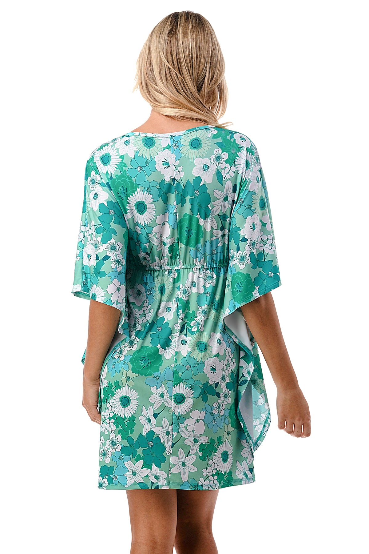 ANNA KIMONO DRESS (GREEN FLORAL)- VD3130