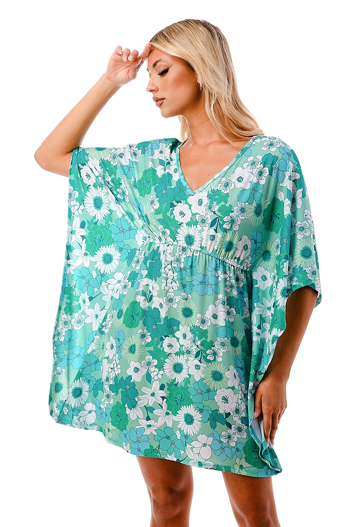 ANNA KIMONO DRESS (GREEN FLORAL)- VD3130