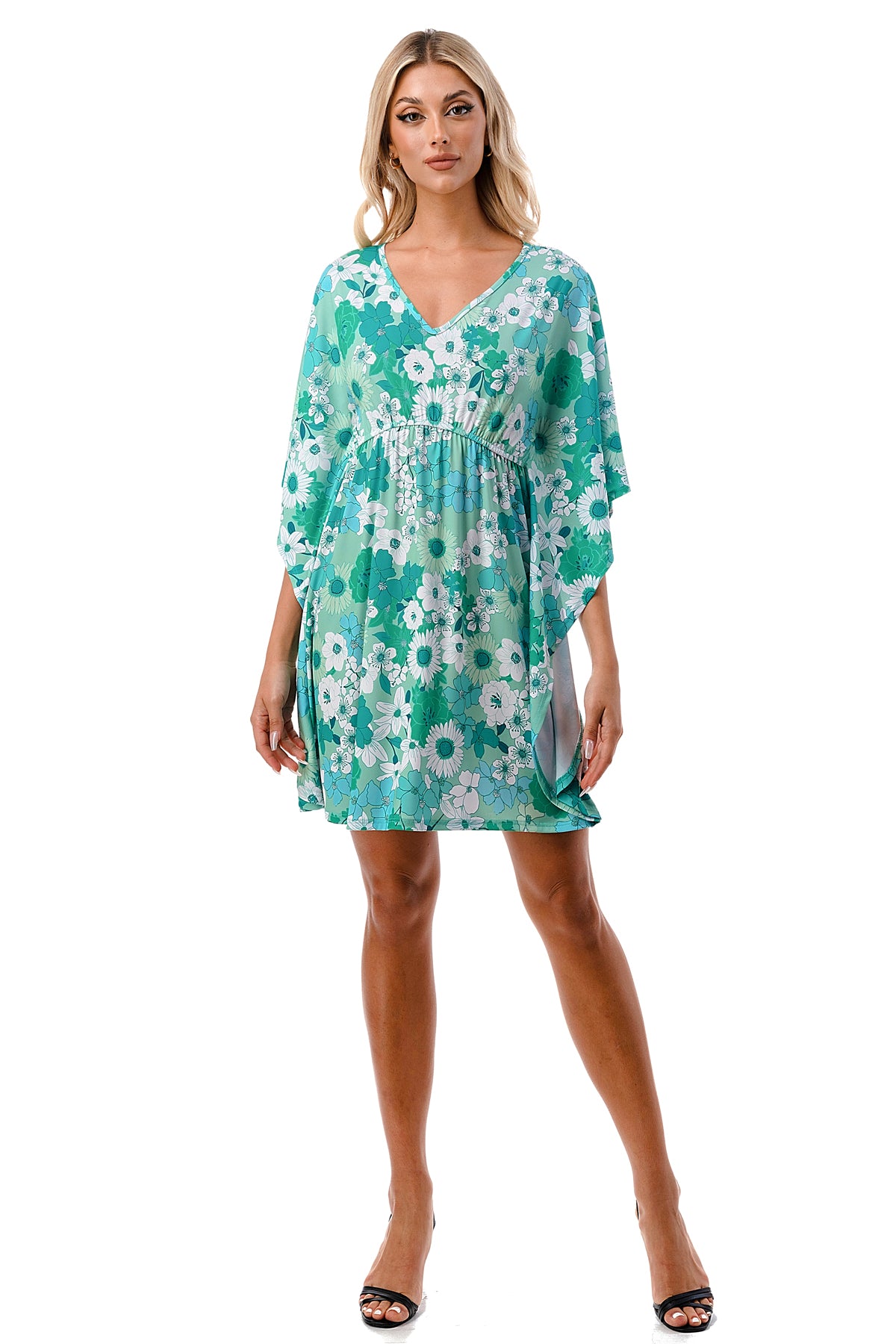 ANNA KIMONO DRESS (GREEN FLORAL)- VD3130