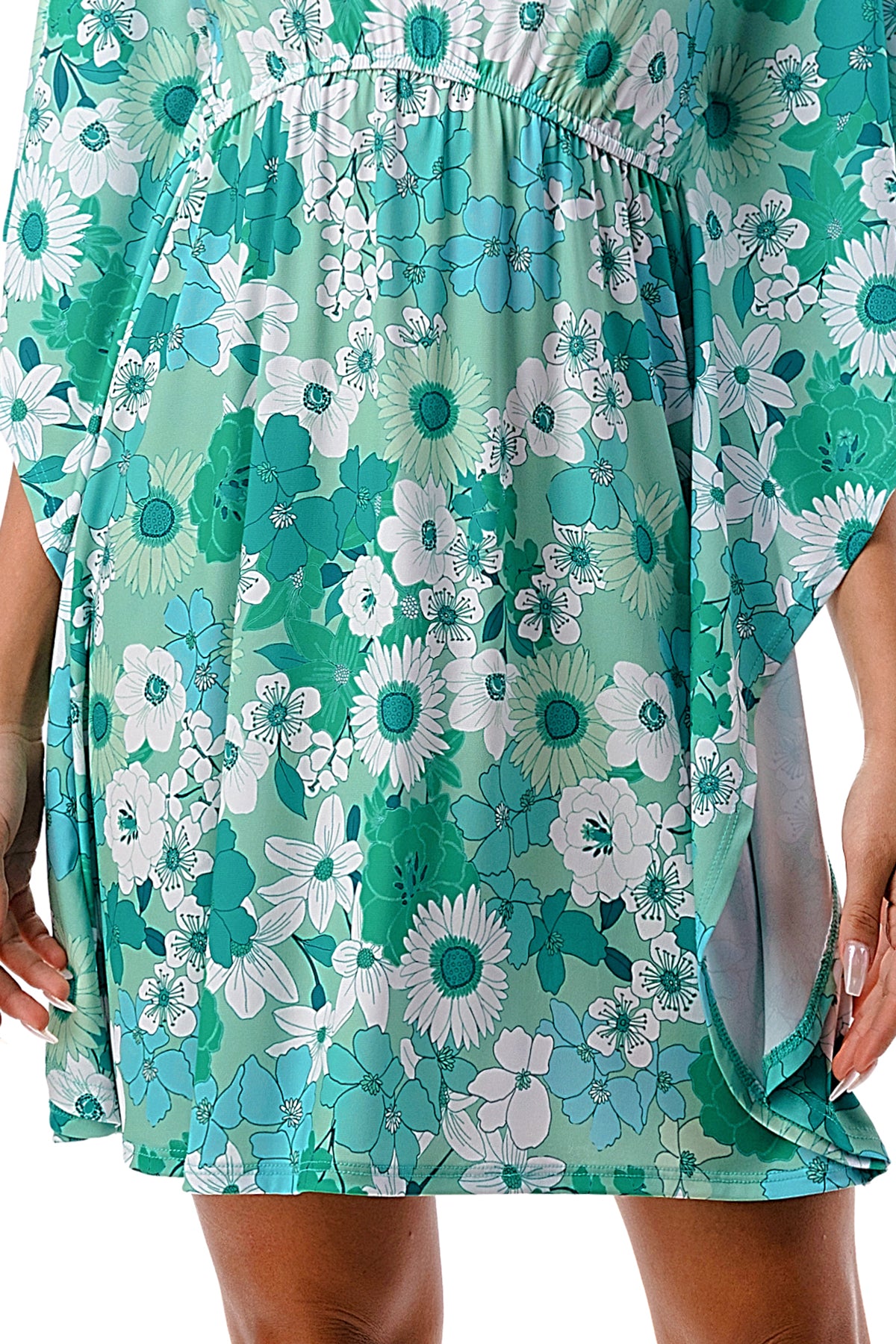 ANNA KIMONO DRESS (GREEN FLORAL)- VD3130