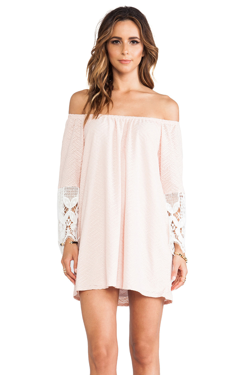 Caitlyn Off Shoulder Dress (PEACH)- VD9079