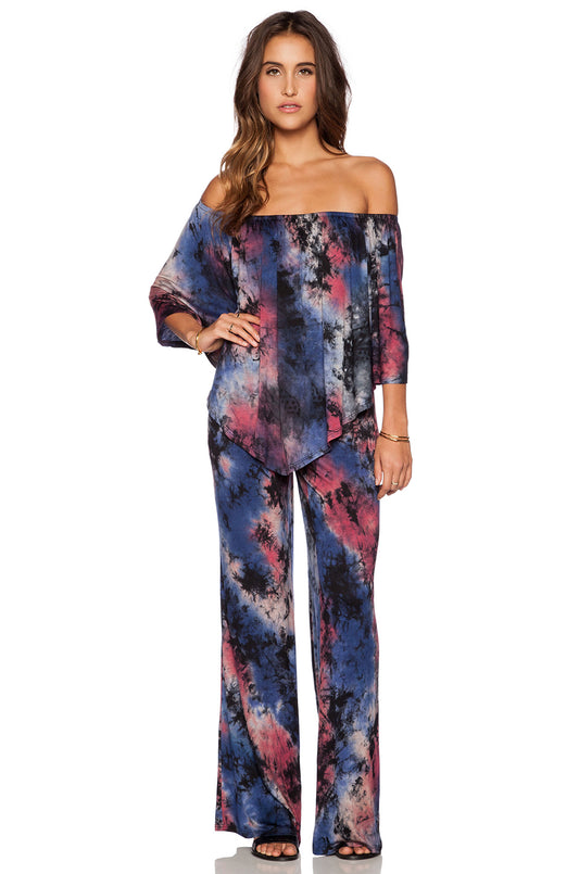 JILL STRAPLESS JUMPSUIT (NAVY TIE DYE)- JD7152T (VD9538)