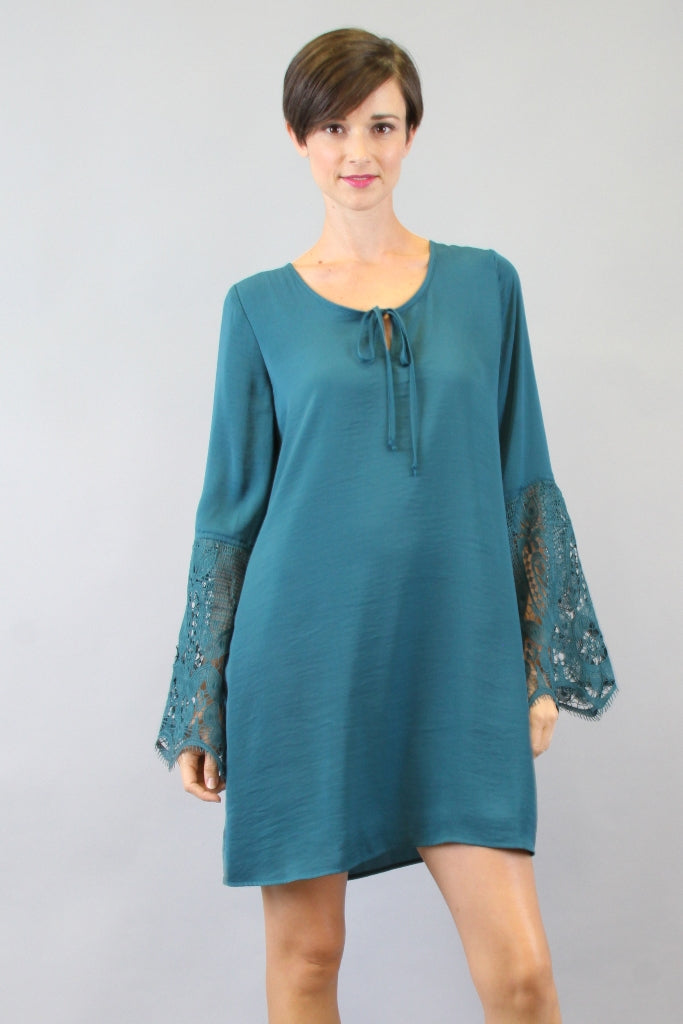 NINA BELL SLEEVE DRESS (TEAL)-VD9275