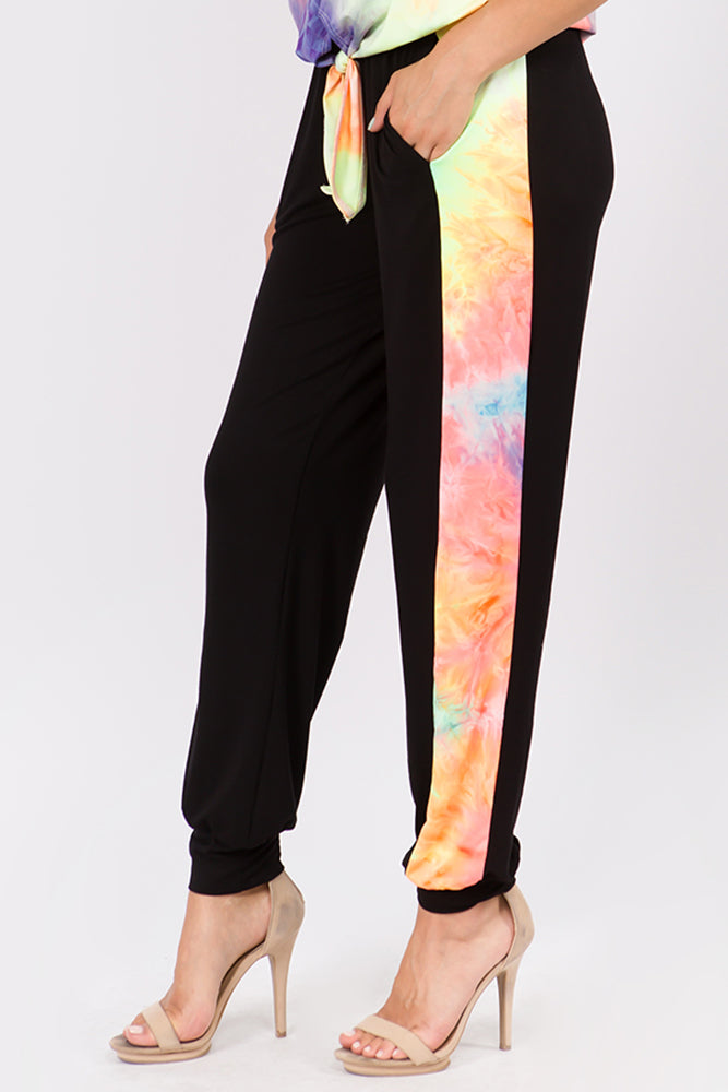 AGNES PANTS (BLACK/NEON GREEN TIE DYE)-VP2769