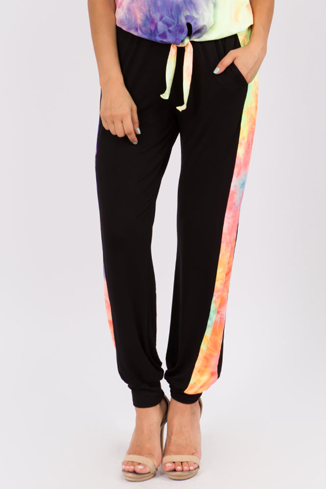 AGNES PANTS (BLACK/NEON GREEN TIE DYE)-VP2769