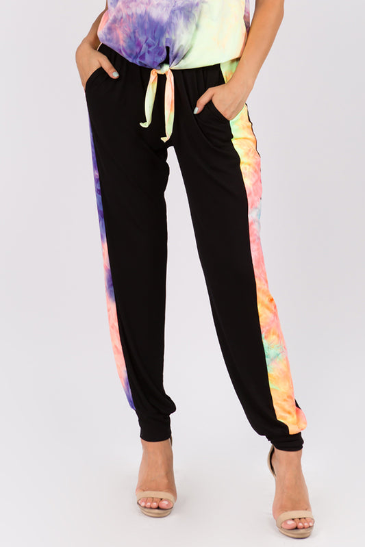 AGNES PANTS (BLACK/NEON GREEN TIE DYE)-VP2769