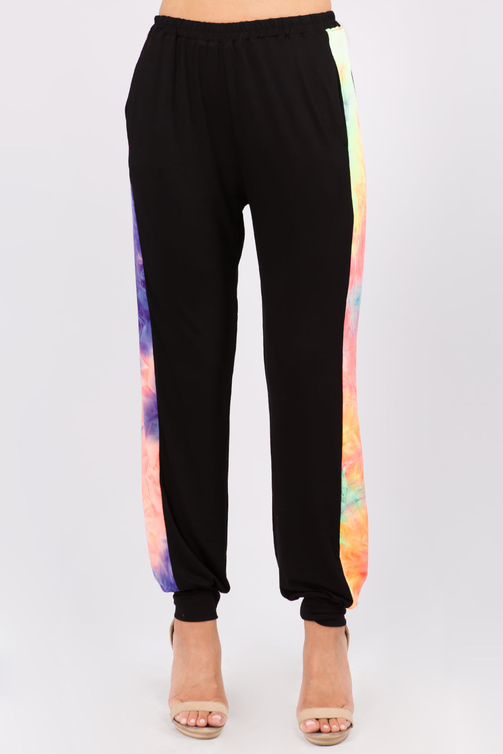 AGNES PANTS (BLACK/NEON PURPLE TIE DYE)-VP2769