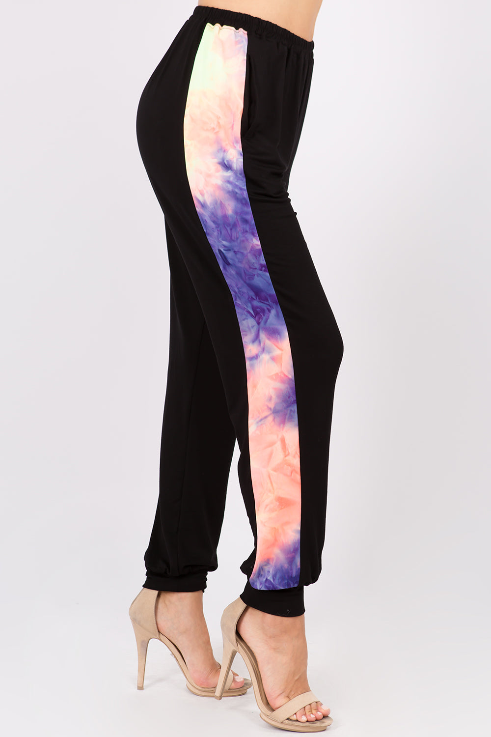 AGNES PANTS (BLACK/NEON PURPLE TIE DYE)-VP2769