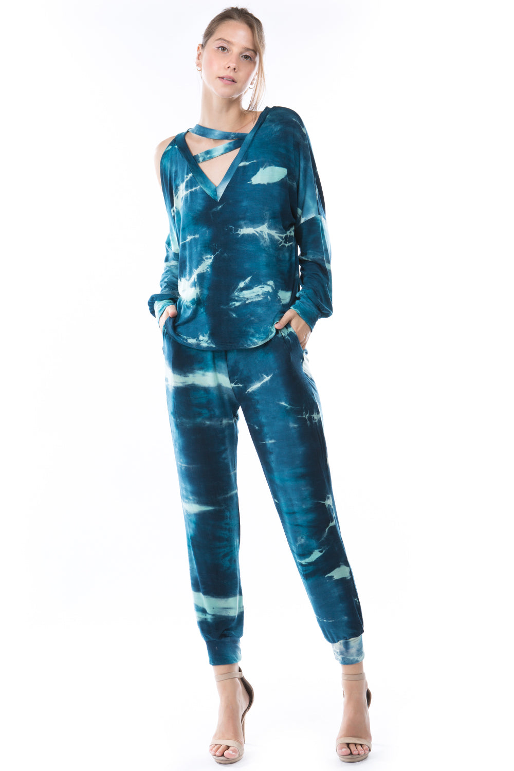 LUX JOGGER PANTS (TEAL TIE DYE)-VP2780T