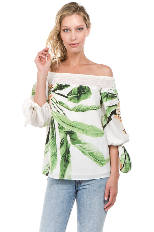 IRSIA OFF SHOULDER TOP (GREEN)-VT1071