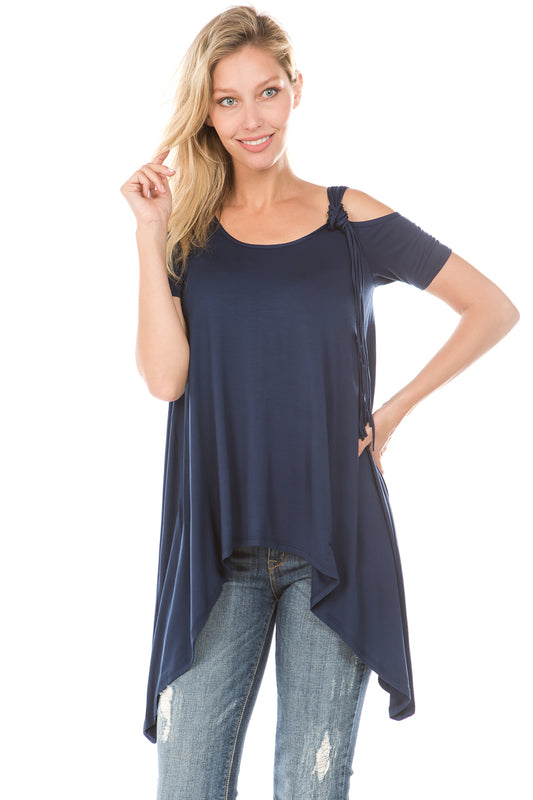 LILIANA OPEN SHOULDER TOP (Navy)- VT1372