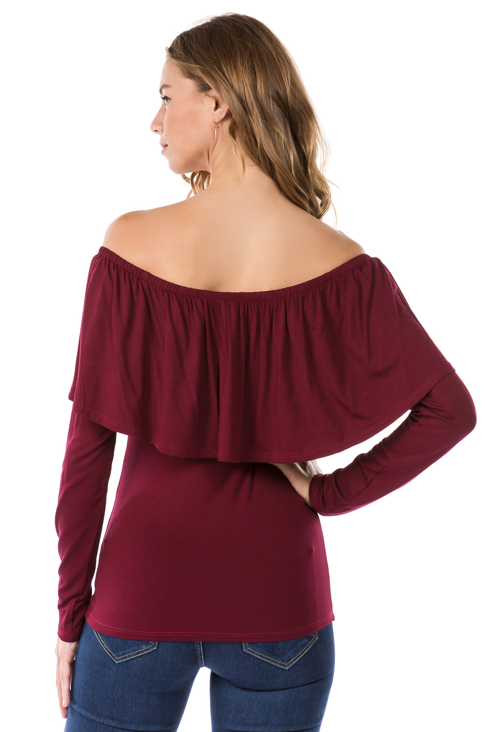 KAILA OFF SHOUDER TOP (DARK WINE)- VT1514