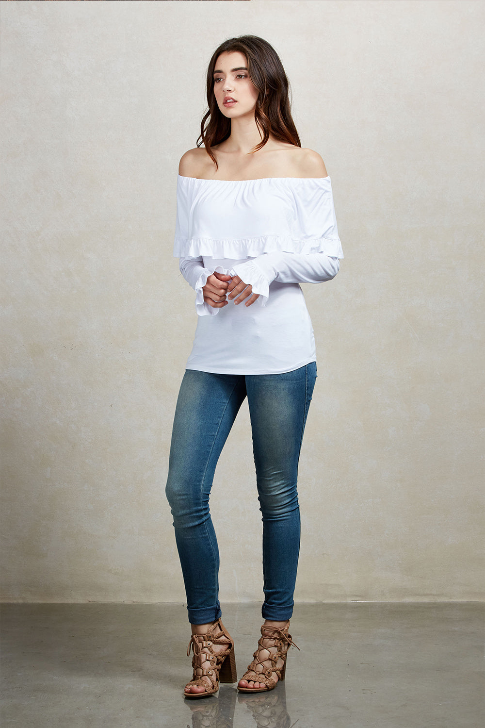 EDITA OFF THE SHOULDER TOP  (WHITE)-VT1566