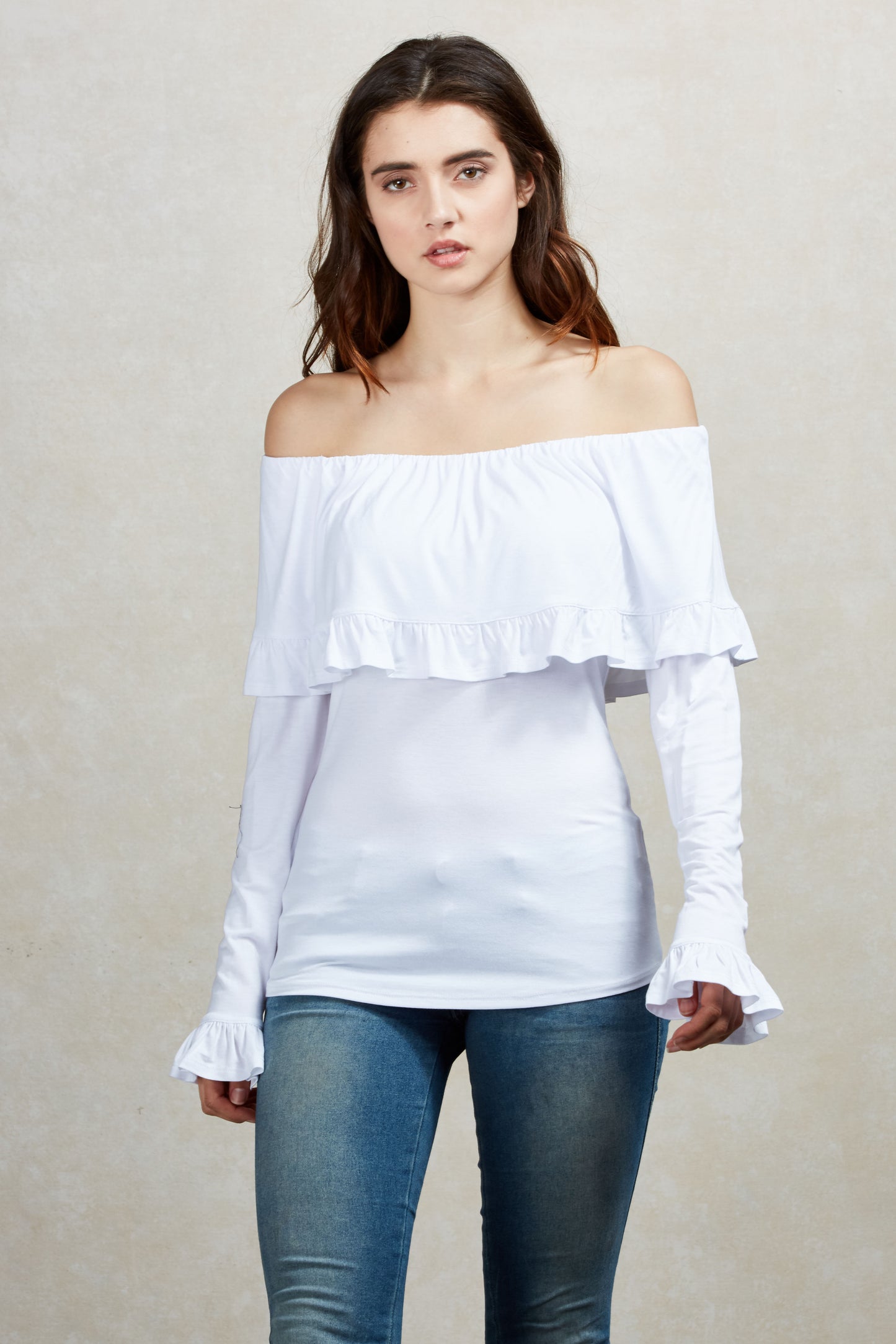 EDITA OFF THE SHOULDER TOP  (WHITE)-VT1566