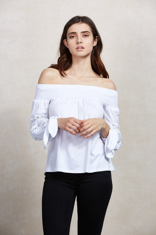 KARISSA OFF SHOULDER TOP (WHITE)-VT1719