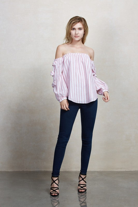 BONNIE OFF THE SHOULDER TOP (Rose)-VT1798