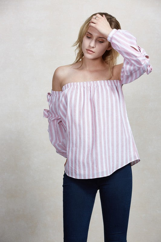 BONNIE OFF THE SHOULDER TOP (Rose)-VT1798