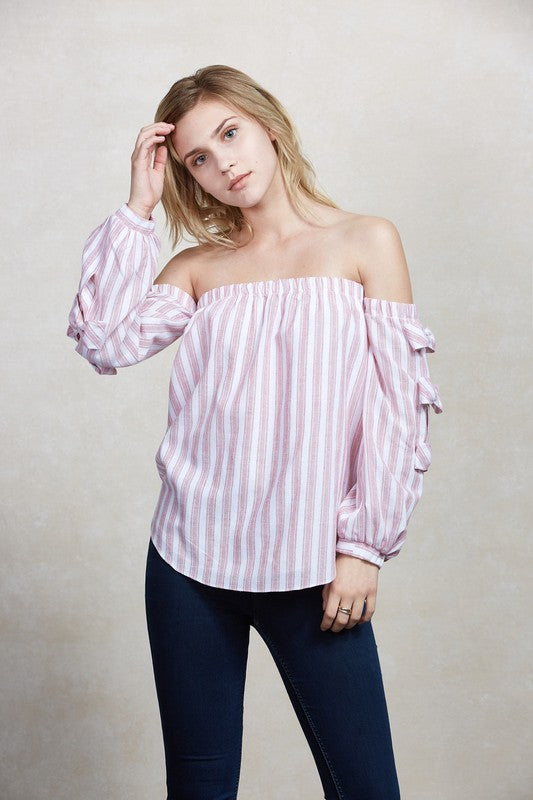 BONNIE OFF THE SHOULDER TOP (Rose)-VT1798