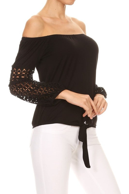 NATHASHA OFF THE SHOULDER  TOP (Black)-VT1821