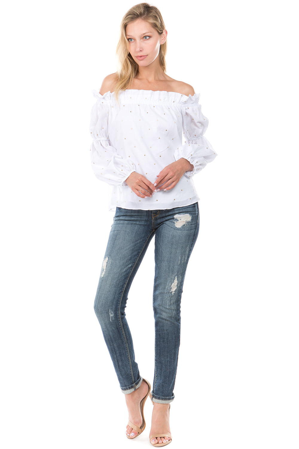 ESTRELLA OFF SHOULDER TOP (White)- VT2117