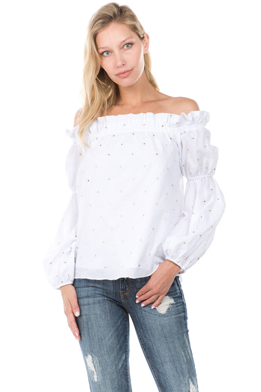 ESTRELLA OFF SHOULDER TOP (White)- VT2117