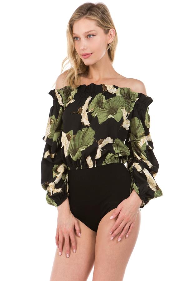 ANOUK OFF SHOULDER BODYSUIT (Black)- VT2142