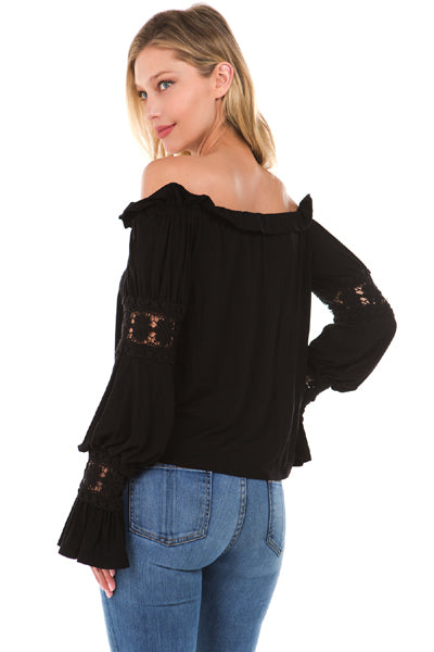 ASTRID OFF SHOULDER TOP-BLACK-VT2166