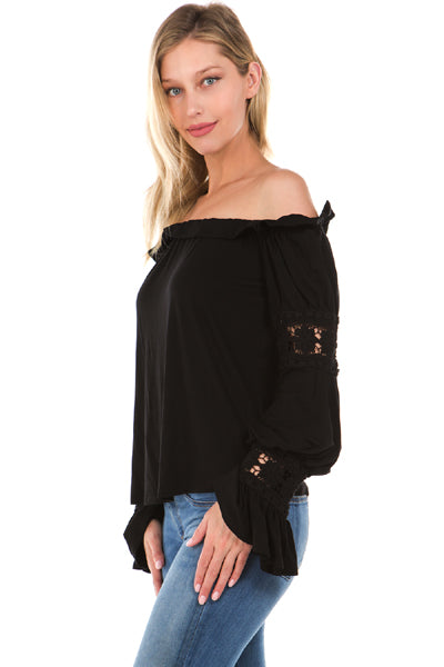 ASTRID OFF SHOULDER TOP-BLACK-VT2166