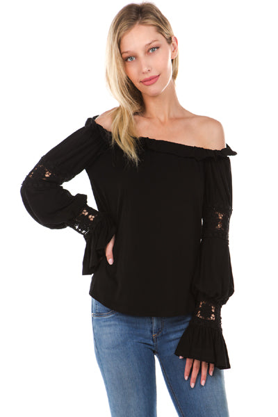 ASTRID OFF SHOULDER TOP-BLACK-VT2166