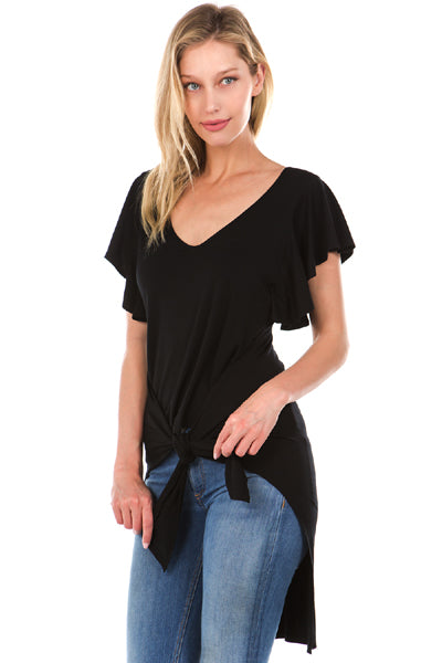 BROOKLYN WAIST-TIE TOP (Black)- VT2216