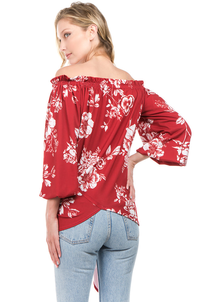 ELOIDE OFF SHOULDER TOP (Red)- VT2229