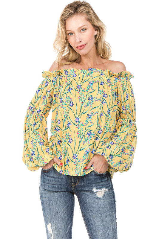 POPPY OFF SHOULDER TOP (Yellow)- VT2232